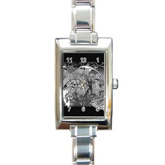 Kringel Circle Flowers Butterfly Rectangle Italian Charm Watch by Amaryn4rt