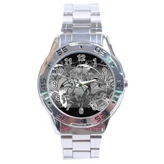 Kringel Circle Flowers Butterfly Stainless Steel Analogue Watch by Amaryn4rt