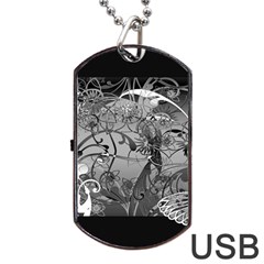 Kringel Circle Flowers Butterfly Dog Tag Usb Flash (one Side) by Amaryn4rt