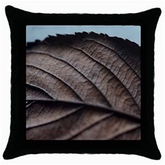 Leaf Veins Nerves Macro Closeup Throw Pillow Case (black) by Amaryn4rt