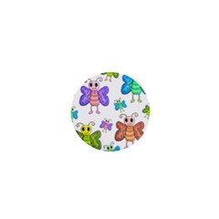 Colorful, cartoon style butterflies 1  Mini Buttons