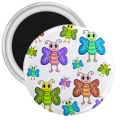 Colorful, cartoon style butterflies 3  Magnets