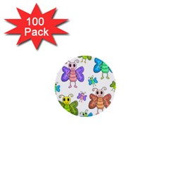 Colorful, Cartoon Style Butterflies 1  Mini Buttons (100 Pack)  by Valentinaart