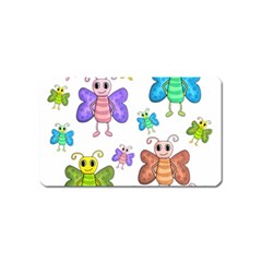 Colorful, cartoon style butterflies Magnet (Name Card)