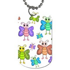 Colorful, cartoon style butterflies Dog Tag (One Side)