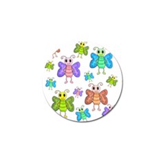 Colorful, cartoon style butterflies Golf Ball Marker