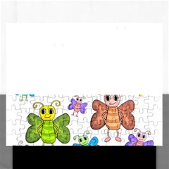 Colorful, Cartoon Style Butterflies Rectangular Jigsaw Puzzl by Valentinaart