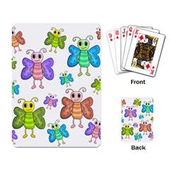 Colorful, cartoon style butterflies Playing Card