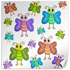 Colorful, cartoon style butterflies Canvas 16  x 16  