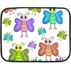 Colorful, Cartoon Style Butterflies Fleece Blanket (mini) by Valentinaart