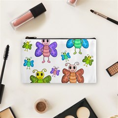 Colorful, Cartoon Style Butterflies Cosmetic Bag (small)  by Valentinaart