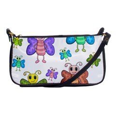 Colorful, cartoon style butterflies Shoulder Clutch Bags