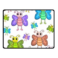 Colorful, Cartoon Style Butterflies Fleece Blanket (small) by Valentinaart