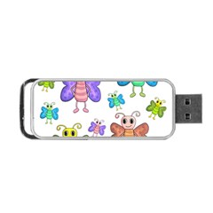 Colorful, cartoon style butterflies Portable USB Flash (One Side)