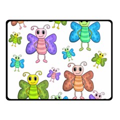 Colorful, Cartoon Style Butterflies Double Sided Fleece Blanket (small)  by Valentinaart