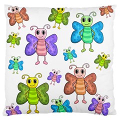 Colorful, cartoon style butterflies Large Flano Cushion Case (One Side)