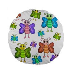 Colorful, cartoon style butterflies Standard 15  Premium Flano Round Cushions