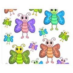 Colorful, cartoon style butterflies Double Sided Flano Blanket (Medium) 