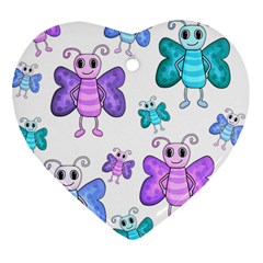 Cute butterflies pattern Ornament (Heart) 