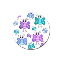 Cute butterflies pattern Magnet 3  (Round)