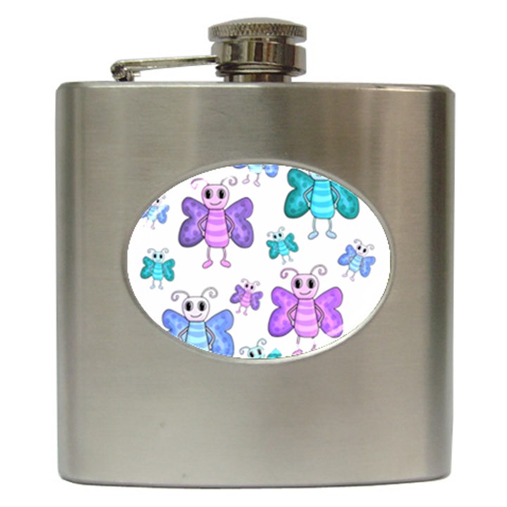 Cute butterflies pattern Hip Flask (6 oz)