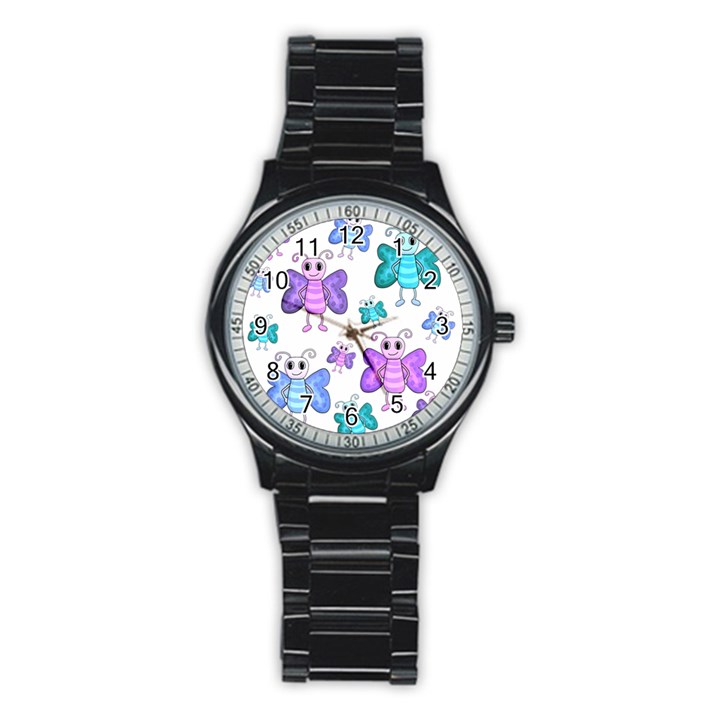 Cute butterflies pattern Stainless Steel Round Watch