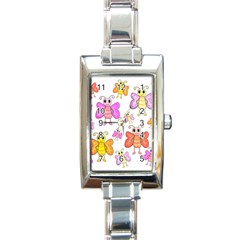 Cute Butterflies Pattern Rectangle Italian Charm Watch by Valentinaart