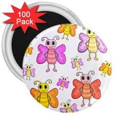 Cute Butterflies Pattern 3  Magnets (100 Pack)