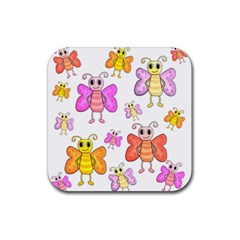 Cute Butterflies Pattern Rubber Coaster (square)  by Valentinaart