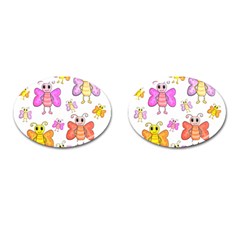 Cute Butterflies Pattern Cufflinks (oval) by Valentinaart