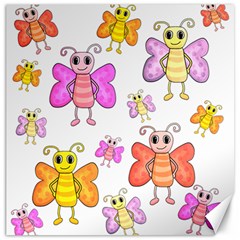 Cute Butterflies Pattern Canvas 16  X 16   by Valentinaart