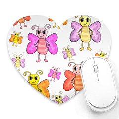 Cute Butterflies Pattern Heart Mousepads by Valentinaart