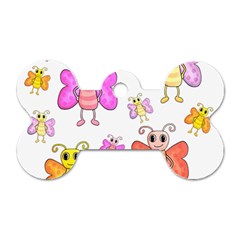 Cute Butterflies Pattern Dog Tag Bone (two Sides) by Valentinaart