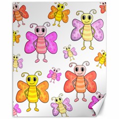 Cute Butterflies Pattern Canvas 11  X 14   by Valentinaart