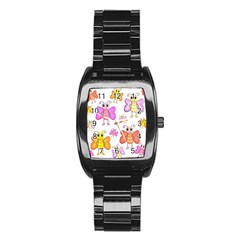 Cute Butterflies Pattern Stainless Steel Barrel Watch by Valentinaart