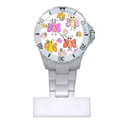 Cute Butterflies Pattern Plastic Nurses Watch by Valentinaart