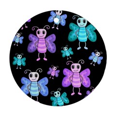 Blue And Purple Butterflies Ornament (round)  by Valentinaart