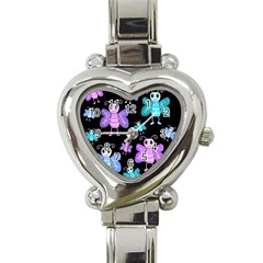 Blue And Purple Butterflies Heart Italian Charm Watch by Valentinaart