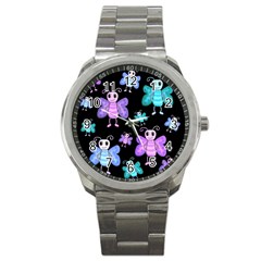 Blue And Purple Butterflies Sport Metal Watch by Valentinaart