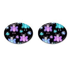 Blue And Purple Butterflies Cufflinks (oval) by Valentinaart