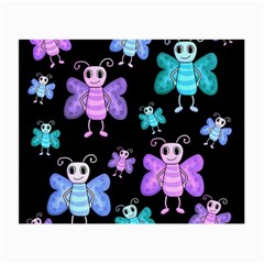 Blue And Purple Butterflies Small Glasses Cloth (2-side) by Valentinaart