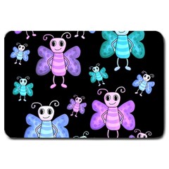 Blue And Purple Butterflies Large Doormat  by Valentinaart