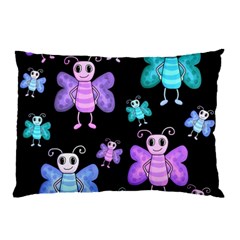 Blue And Purple Butterflies Pillow Case by Valentinaart