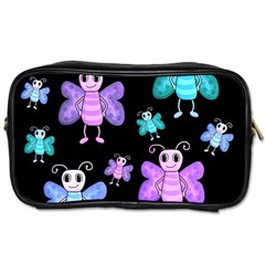 Blue And Purple Butterflies Toiletries Bags 2-side by Valentinaart