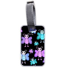 Blue And Purple Butterflies Luggage Tags (two Sides) by Valentinaart