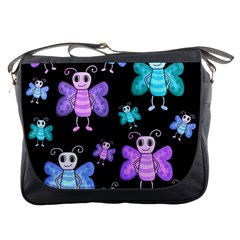 Blue And Purple Butterflies Messenger Bags by Valentinaart