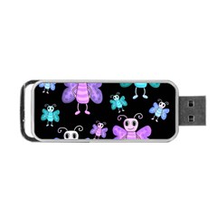 Blue And Purple Butterflies Portable Usb Flash (one Side) by Valentinaart