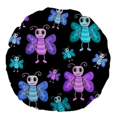 Blue And Purple Butterflies Large 18  Premium Round Cushions by Valentinaart