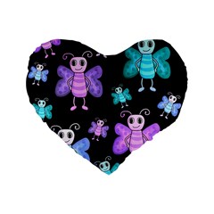 Blue And Purple Butterflies Standard 16  Premium Heart Shape Cushions by Valentinaart