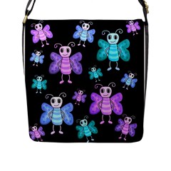 Blue And Purple Butterflies Flap Messenger Bag (l)  by Valentinaart